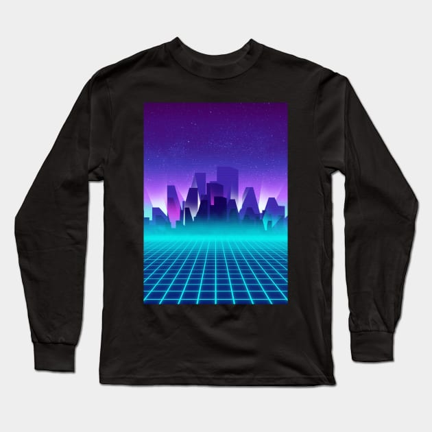 Outrun Neon Long Sleeve T-Shirt by mrcatguys